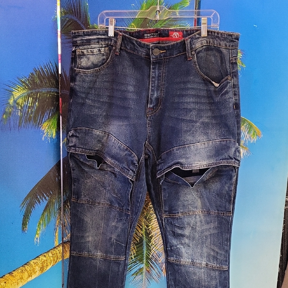 SWITCH Men's Blue Distressed Jeans
